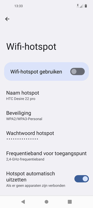 Selecteer Wactwoord hotspot