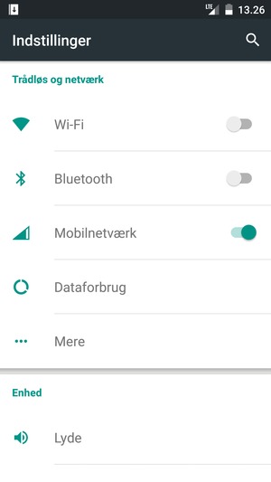 Vælg Mobilnetværk