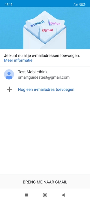 Selecteer BRENG ME NAAR GMAIL