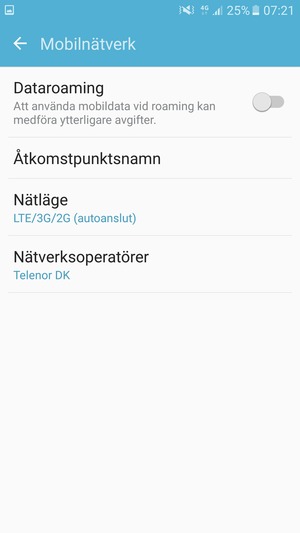 För att byta nätverk om nätverksproblem uppstår, välj Nätverksoperatörer