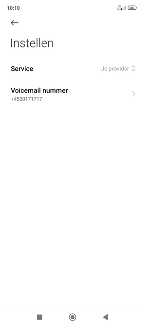 Selecteer Voicemail nummer