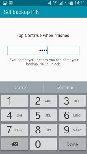 Enter a Backup PIN and select Continue