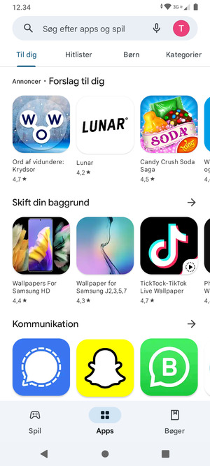 Vælg søgefeltet