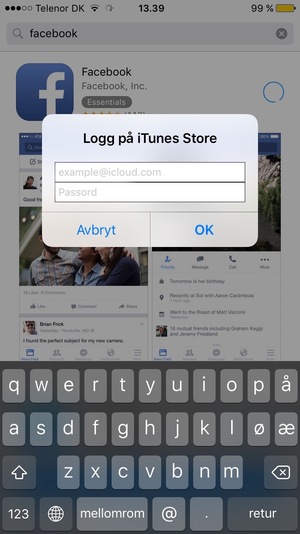 Skriv inn Apple ID brukernavn og passord og velg OK