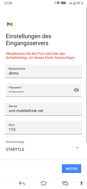 Wählen Sie Sicherheitstyp