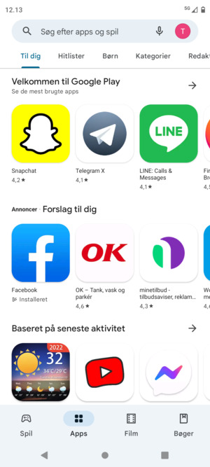 Vælg søgefeltet