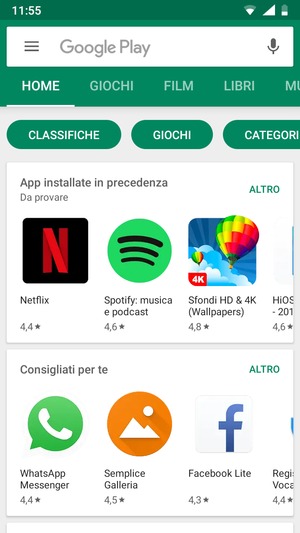 Seleziona la barra di ricerca