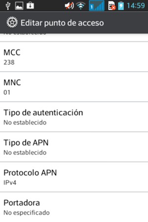 Desplácese hacia abajo e introduzca la información MMS