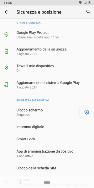 Il tuo telefono è ora protetto dal blocco schermo
