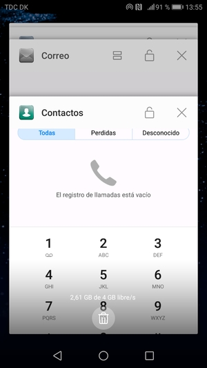 Seleccione el icono Eliminar para cerrar todas las aplicaciones en ejecución