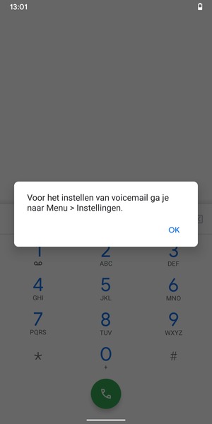 Als uw voicemail niet geïnstalleerd is, selecteert u OK