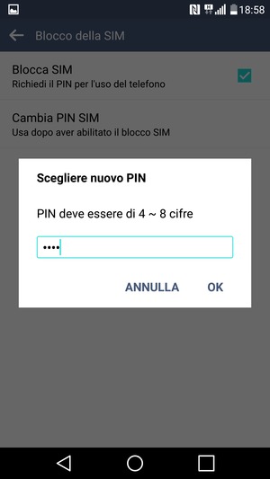 Inserisci Nuovo PIN della SIM e seleziona OK