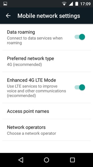 Turn Data roaming on or off