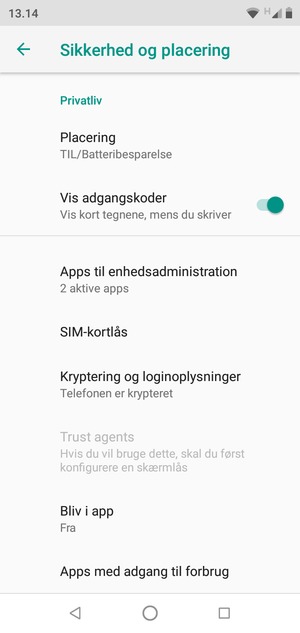 Scroll til og vælg SIM-kortlås