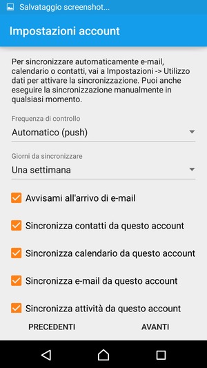 Seleziona AVANTI