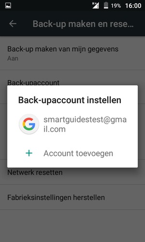 Selecteer uw back-up-account
