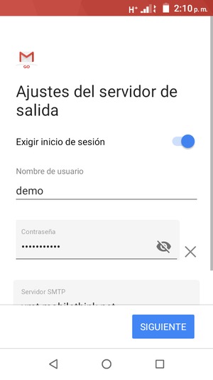 Introduzca la dirección de servidor saliente