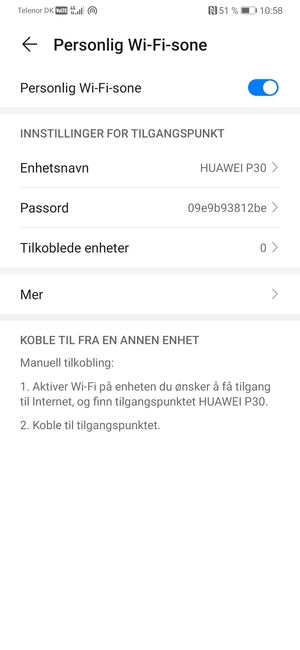 Telefonen din er konfigurert for bruk som et modem