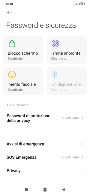 Scorri e seleziona Privacy