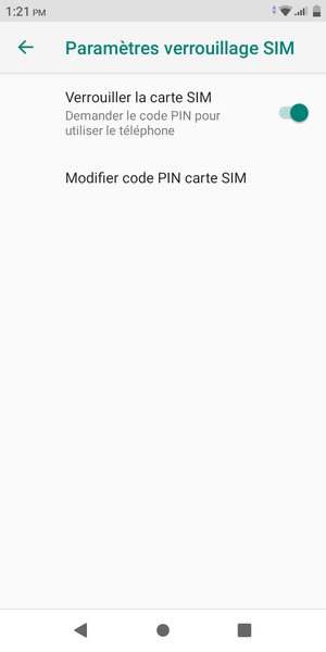 Sélectionnez Modifier code PIN carte SIM