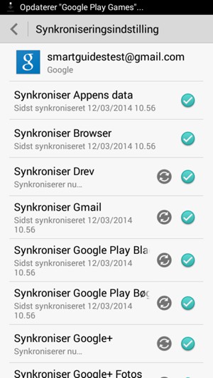 Dine oplysninger vil blive synkroniseret