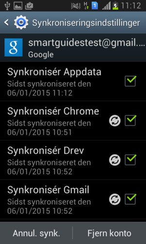 Dine oplysninger vil blive synkroniseret
