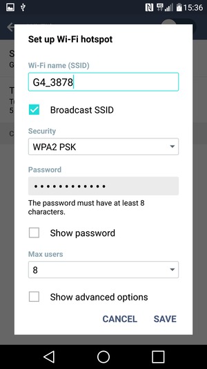Enter a password of at least 8 characters and select SAVE