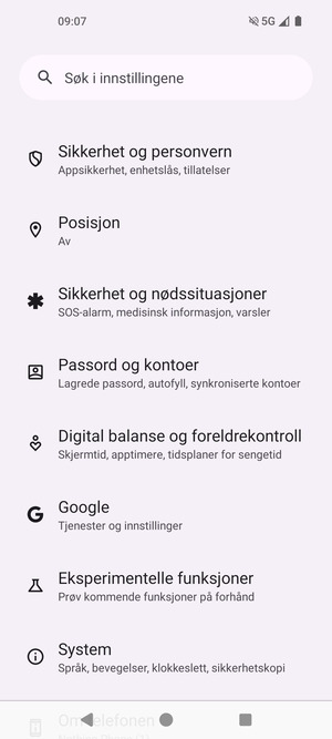 Bla til og velg Sikkerhet og personvern