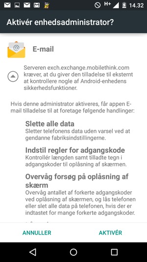 Vælg AKTIVÉR