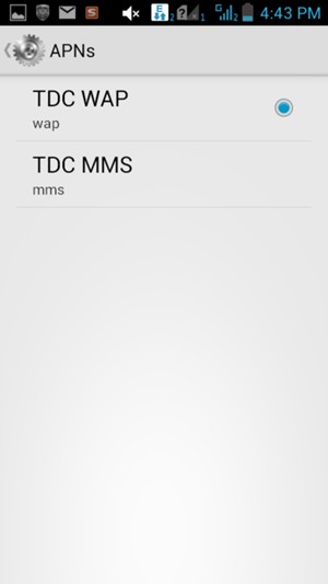 Select the Internet access point