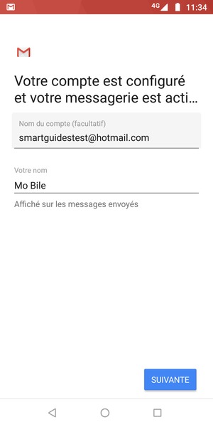 Donnez un nom à votre compte et saisissez votre nom. Sélectionnez SUIVANTE