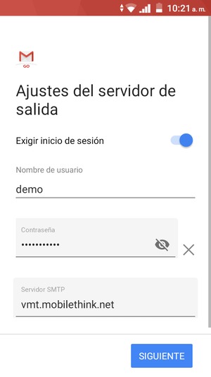 Introduzca la dirección de servidor saliente