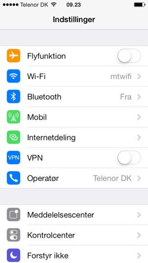 Vælg Internetdeling