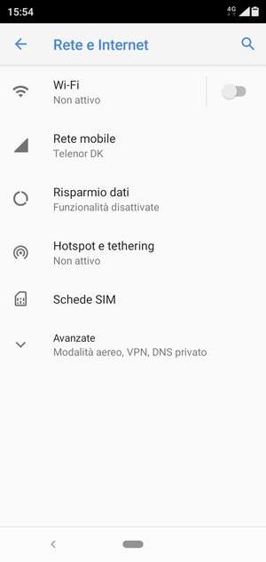 Seleziona Rete mobile