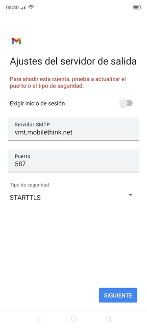 Seleccione Tipo de seguridad