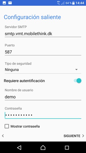 Introduzca la dirección de servidor saliente