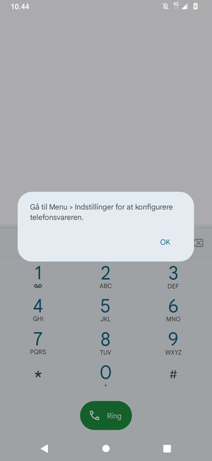 Hvis din telefonsvarer ikke er sat op, vælg OK