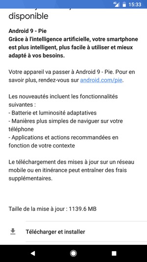 Si votre téléphone n'est pas à jour, sélectionnez Télécharger et installer