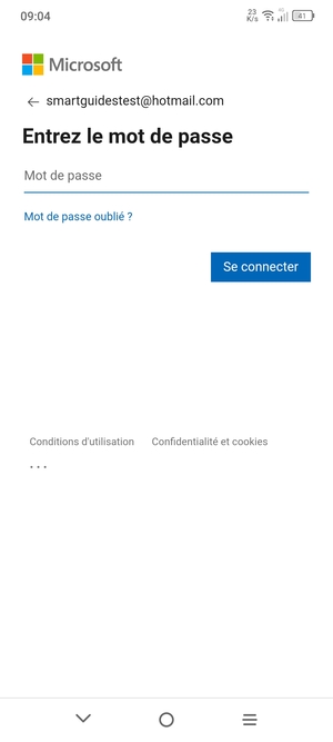 Saisissez votre mot de passe et sélectionnez Se connecter
