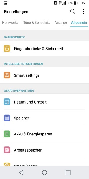Scrollen Sie und wählen Sie Fingerabdrücke & Sicherheit