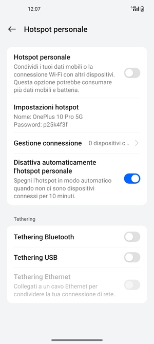 Attiva Hotspot personale