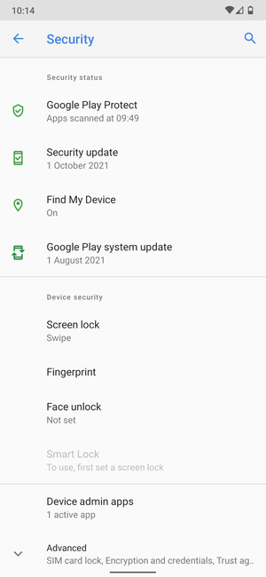 Select Screen lock