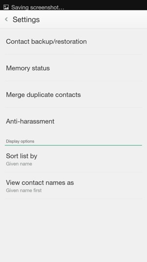 Select Contact backup/restoration