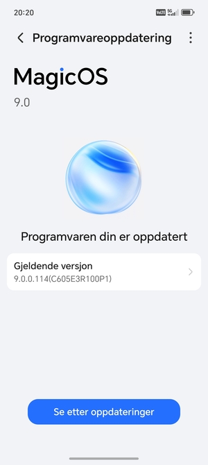 Hvis telefonen din er oppdatert, vil du se følgende skjermbilde