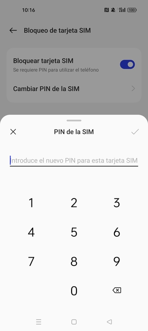 Introduzca su Nuevo PIN para esta tarjeta SIM y seleccione Aceptar