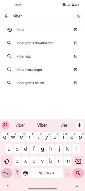 Voer de app-naam in en selecteer Zoeken