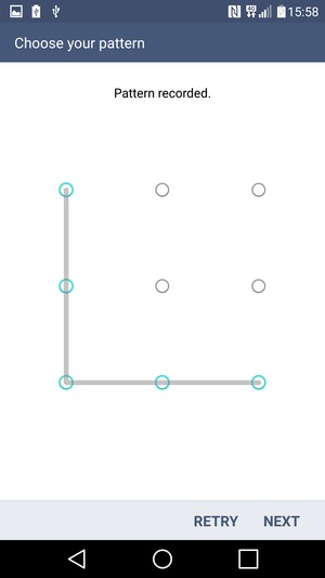 Draw an unlock pattern and select NEXT