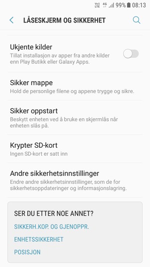 Bla til og velg Andre sikkerhetsinnstillinger