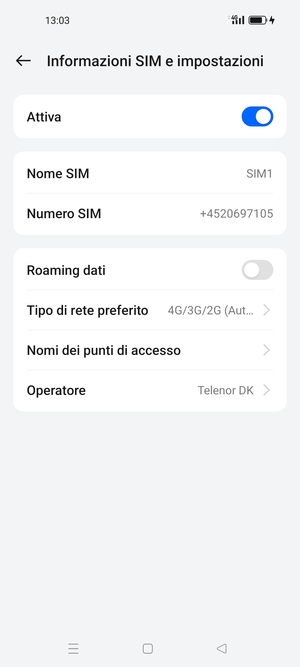 Seleziona Tipo di rete preferito