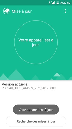 Si votre téléphone est à jour, vous verrez l'écran suivant